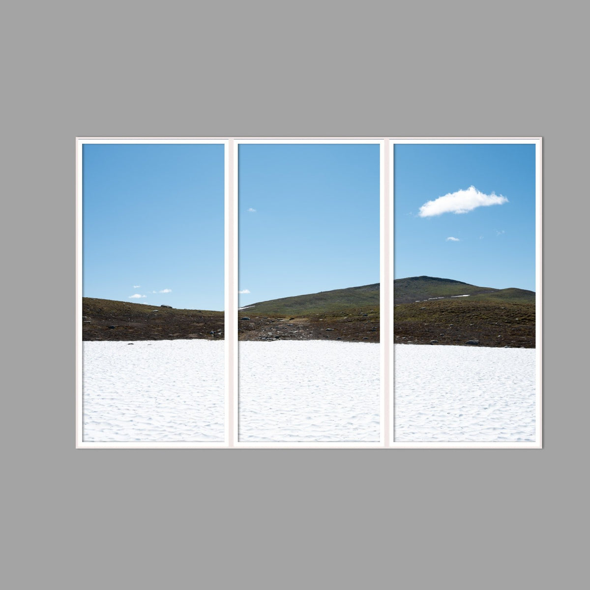 LED-Wandbild Dreiteiler hochkant 180x120 cm – Berge & Fjorde