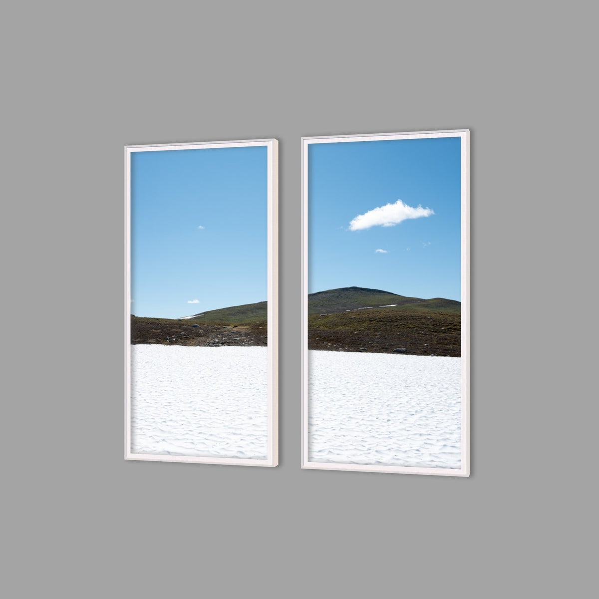 LED-Wandbild Zweiteiler hochkant mit Abstand – Berge & Fjorde
