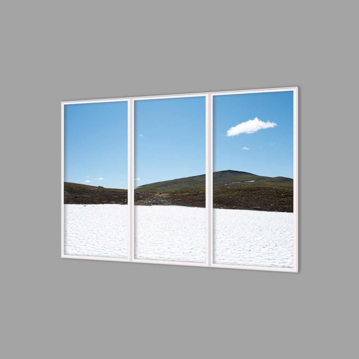 LED-Wandbild Dreiteiler hochkant 180x120 cm – Berge & Fjorde
