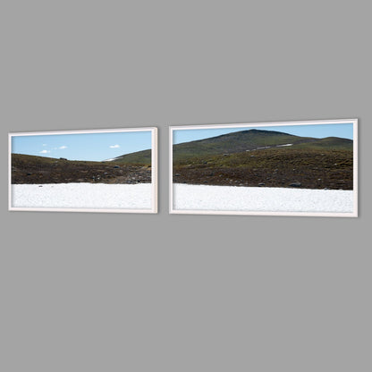 LED-Wandbild Zweiteiler quer mit Abstand – Berge & Fjorde