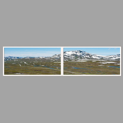 LED-Wandbild Zweiteiler quer 240x60 cm – Berge & Fjorde