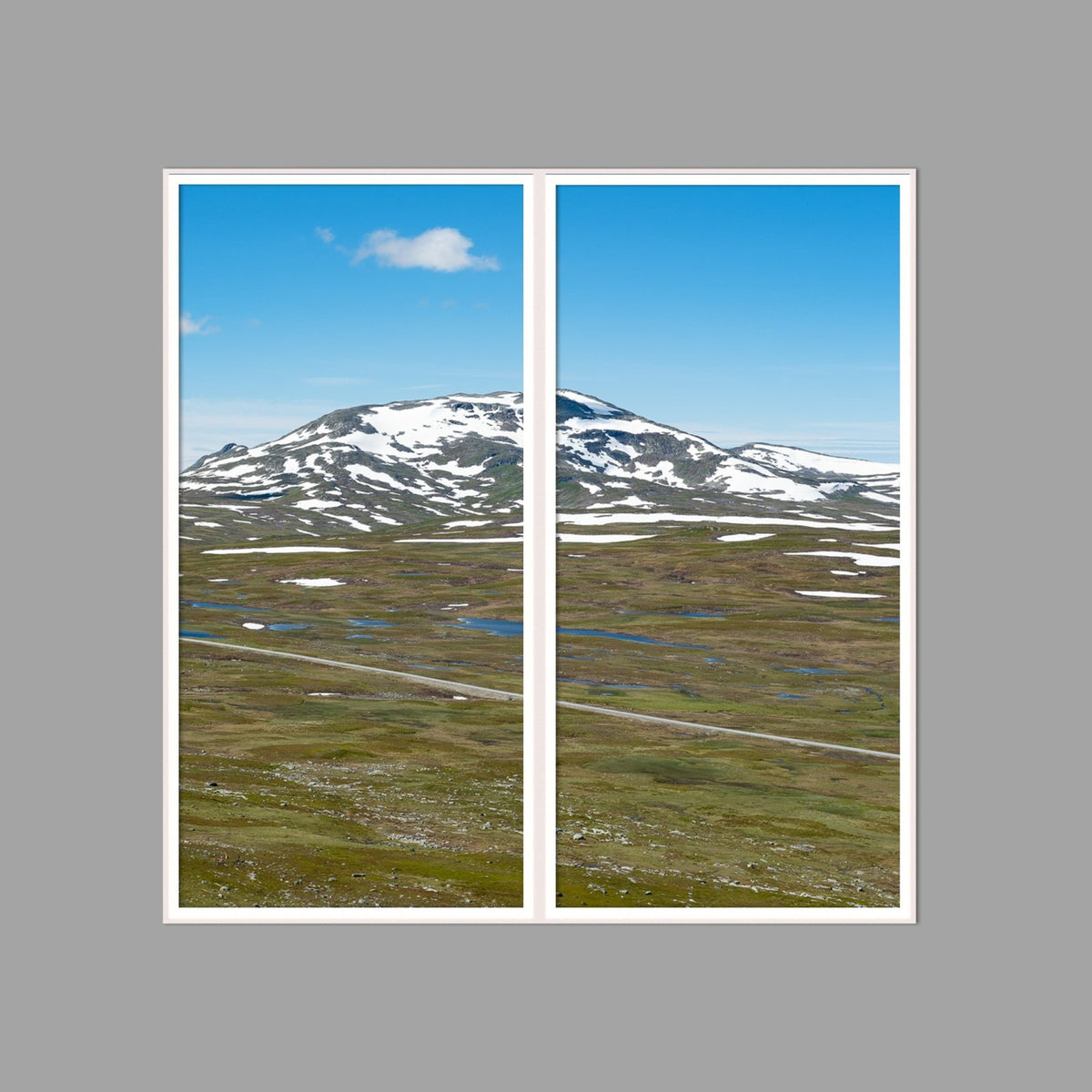 LED-Wandbild Zweiteiler hochkant 120x120 cm – Berge & Fjorde