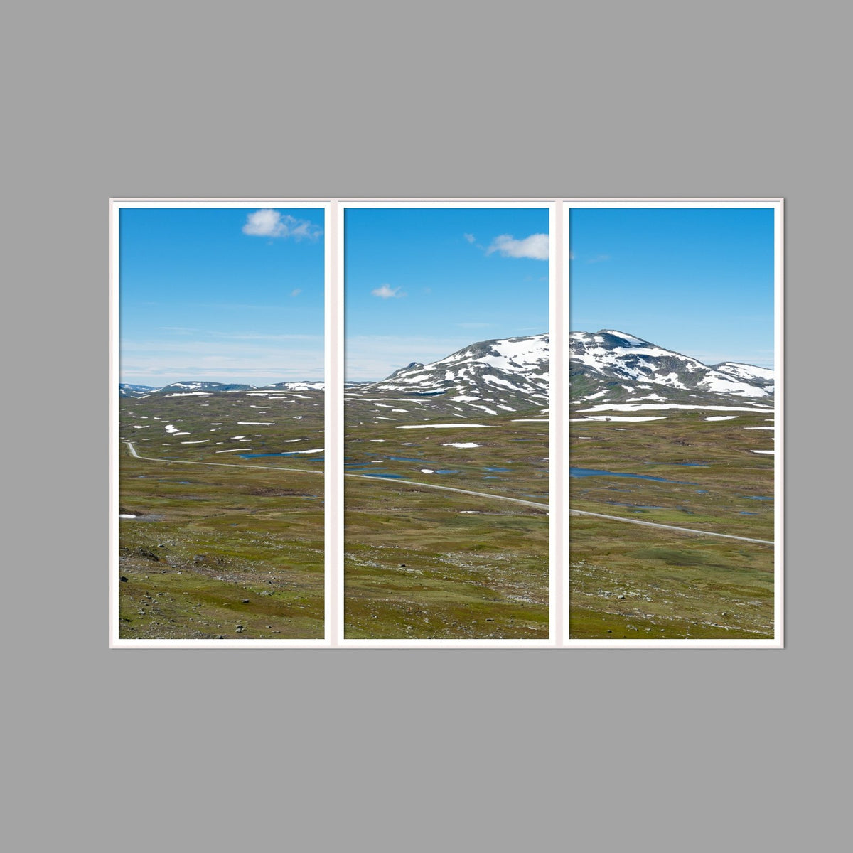 LED-Wandbild Dreiteiler hochkant 180x120 cm – Berge & Fjorde