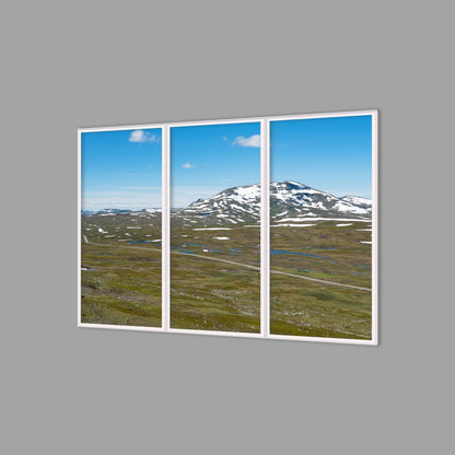 LED-Wandbild Dreiteiler hochkant 180x120 cm – Berge & Fjorde
