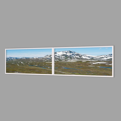 LED-Wandbild Zweiteiler quer 240x60 cm – Berge & Fjorde