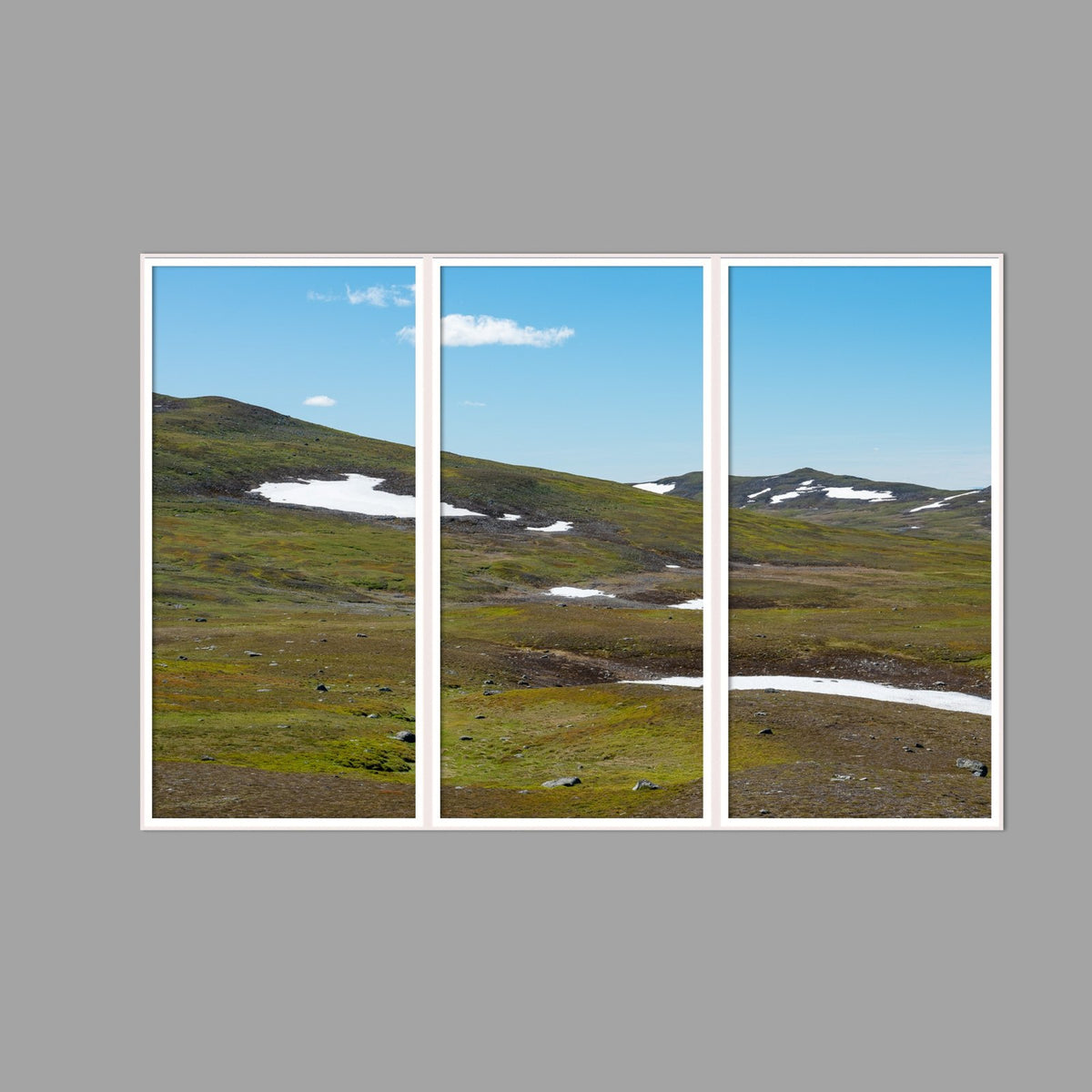 LED-Wandbild Dreiteiler hochkant 180x120 cm – Berge & Fjorde