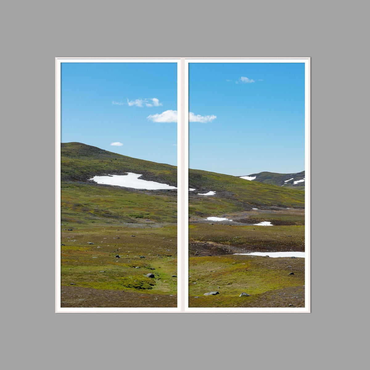 LED-Wandbild Zweiteiler hochkant 120x120 cm – Berge & Fjorde