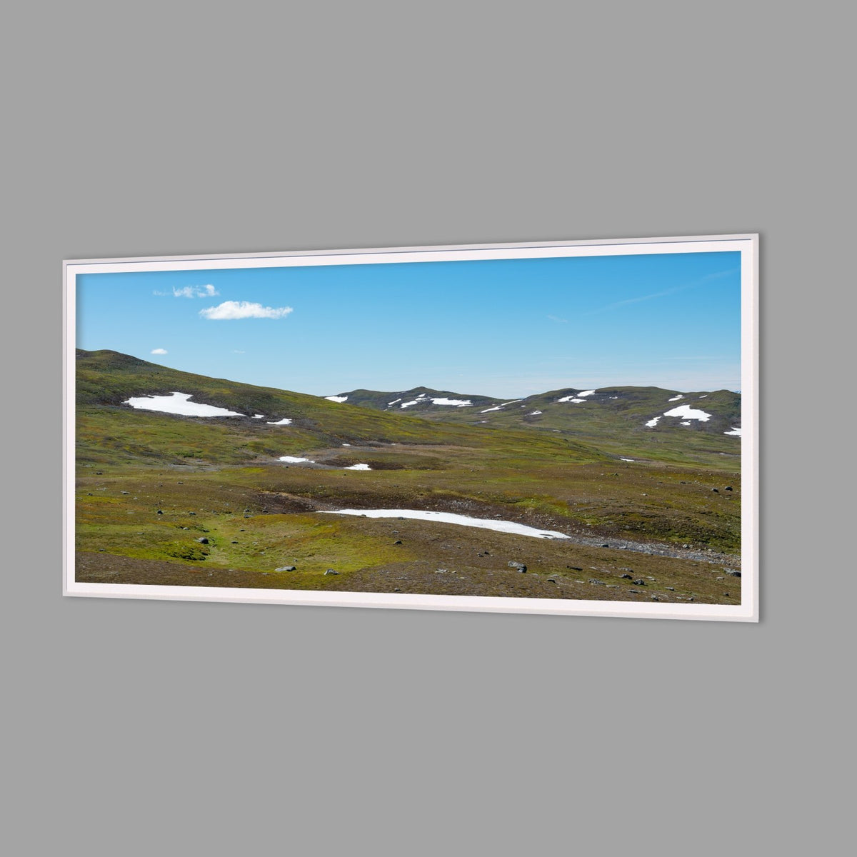 LED-Wandbild 60x120 cm quer – Berge & Fjorde