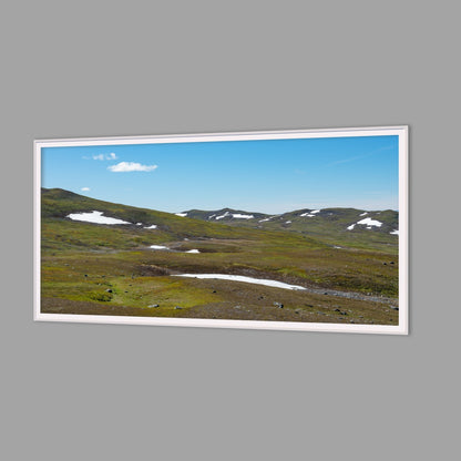 LED-Wandbild 60x120 cm quer – Berge & Fjorde