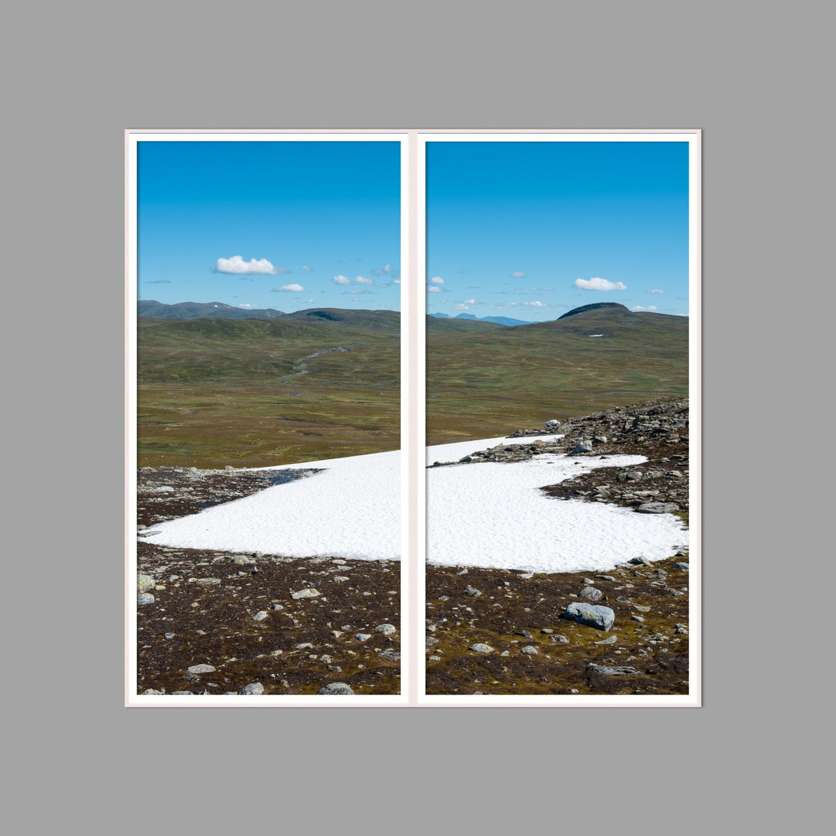 LED-Wandbild Zweiteiler hochkant 120x120 cm – Berge & Fjorde