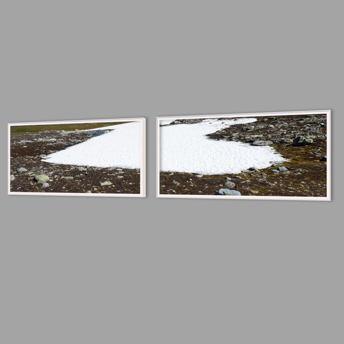 LED-Wandbild Zweiteiler quer mit Abstand – Berge & Fjorde