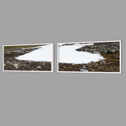 LED-Wandbild Zweiteiler quer mit Abstand – Berge & Fjorde
