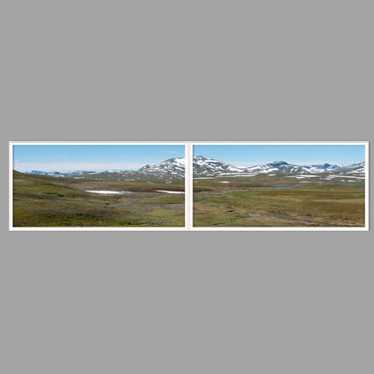 LED-Wandbild Zweiteiler quer 240x60 cm – Berge & Fjorde