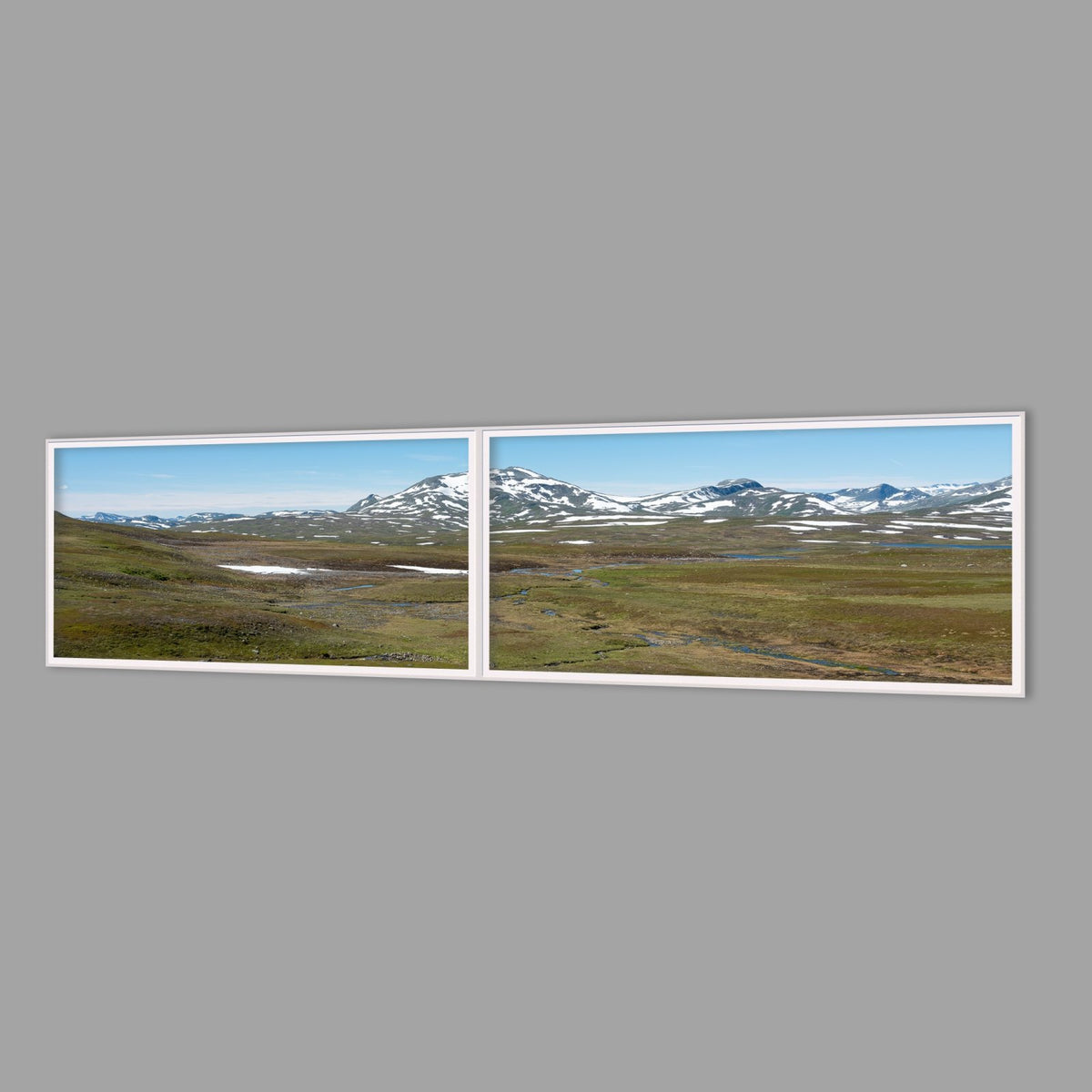 LED-Wandbild Zweiteiler quer 240x60 cm – Berge & Fjorde