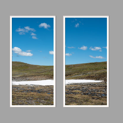 LED-Wandbild Zweiteiler hochkant mit Abstand – Berge & Fjorde