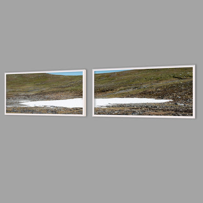 LED-Wandbild Zweiteiler quer mit Abstand – Berge & Fjorde