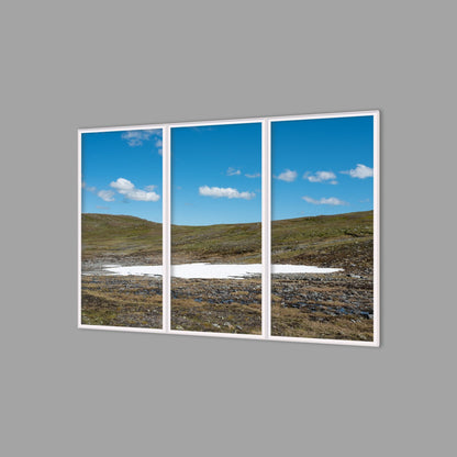 LED-Wandbild Dreiteiler hochkant 180x120 cm – Berge & Fjorde