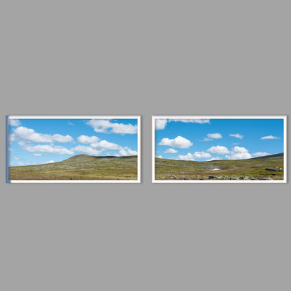 LED-Wandbild Zweiteiler quer mit Abstand – Berge & Fjorde