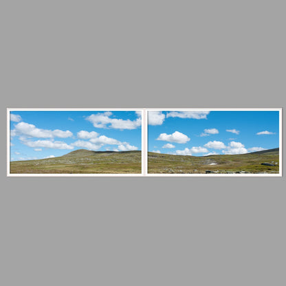 LED-Wandbild Zweiteiler quer 240x60 cm – Berge & Fjorde