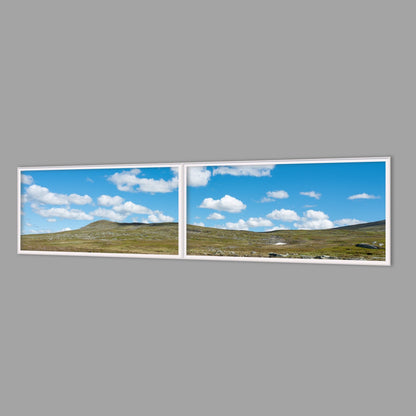 LED-Wandbild Zweiteiler quer 240x60 cm – Berge & Fjorde