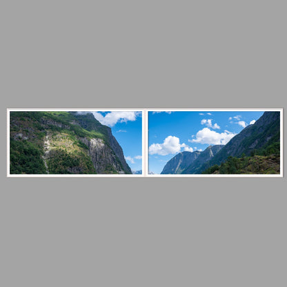 LED-Wandbild Zweiteiler quer 240x60 cm – Berge & Fjorde