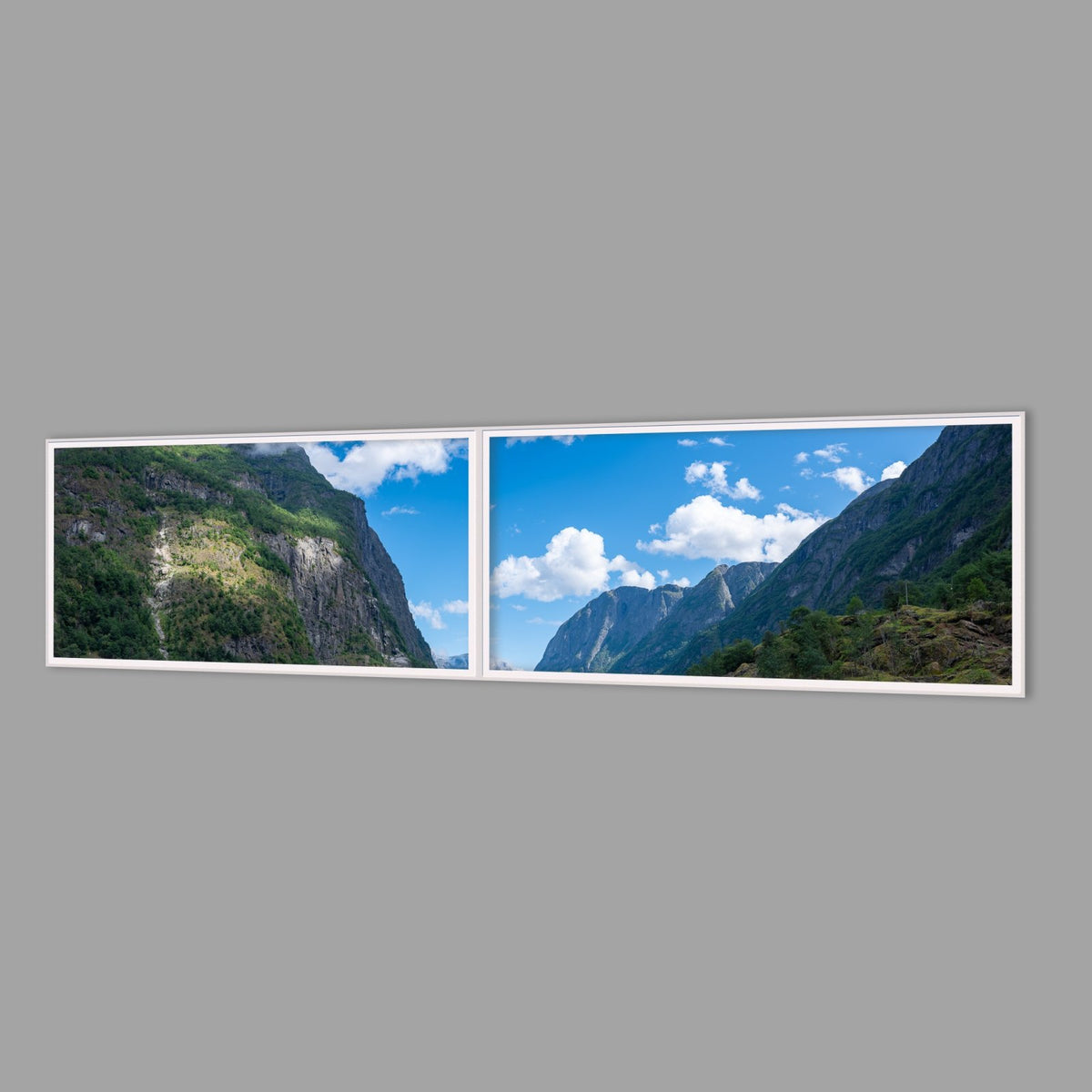 LED-Wandbild Zweiteiler quer 240x60 cm – Berge & Fjorde