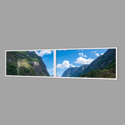 LED-Wandbild Zweiteiler quer 240x60 cm – Berge & Fjorde
