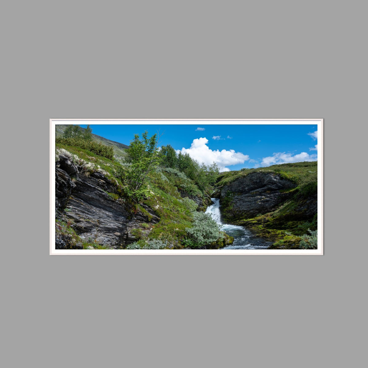 LED-Wandbild 60x120 cm quer – Berge & Fjorde