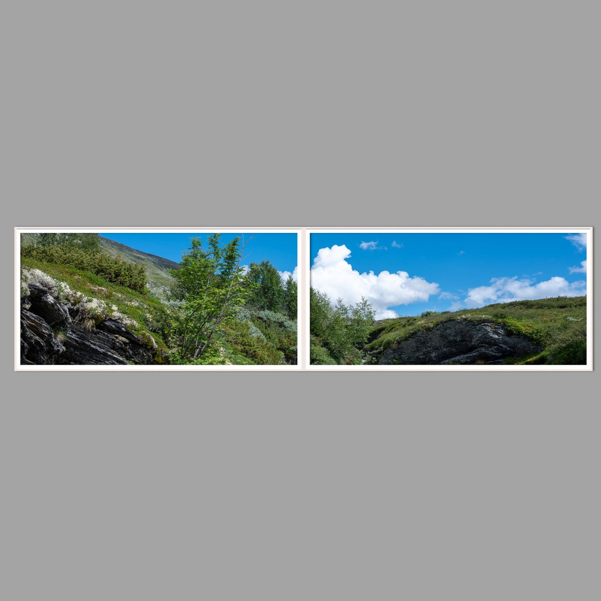 LED-Wandbild Zweiteiler quer 240x60 cm – Berge & Fjorde