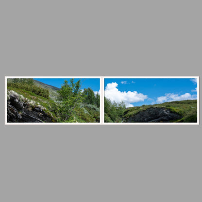 LED-Wandbild Zweiteiler quer 240x60 cm – Berge & Fjorde