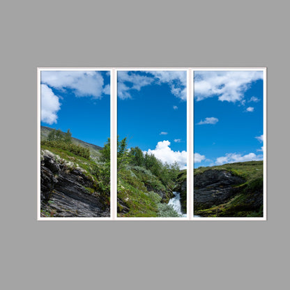 LED-Wandbild Dreiteiler hochkant 180x120 cm – Berge & Fjorde