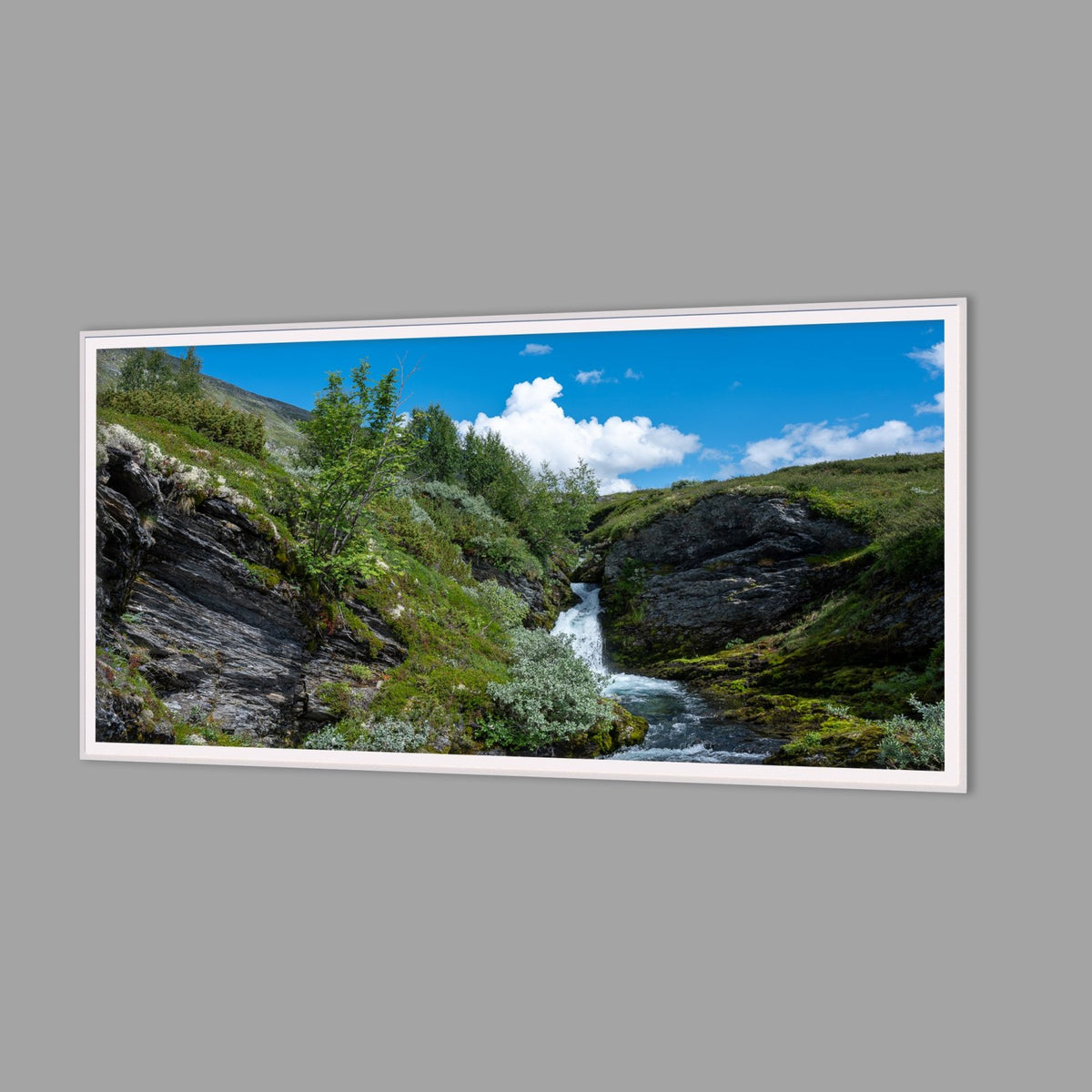 LED-Wandbild 60x120 cm quer – Berge & Fjorde