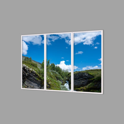 LED-Wandbild Dreiteiler hochkant 180x120 cm – Berge & Fjorde
