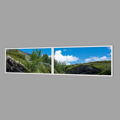 LED-Wandbild Zweiteiler quer 240x60 cm – Berge & Fjorde