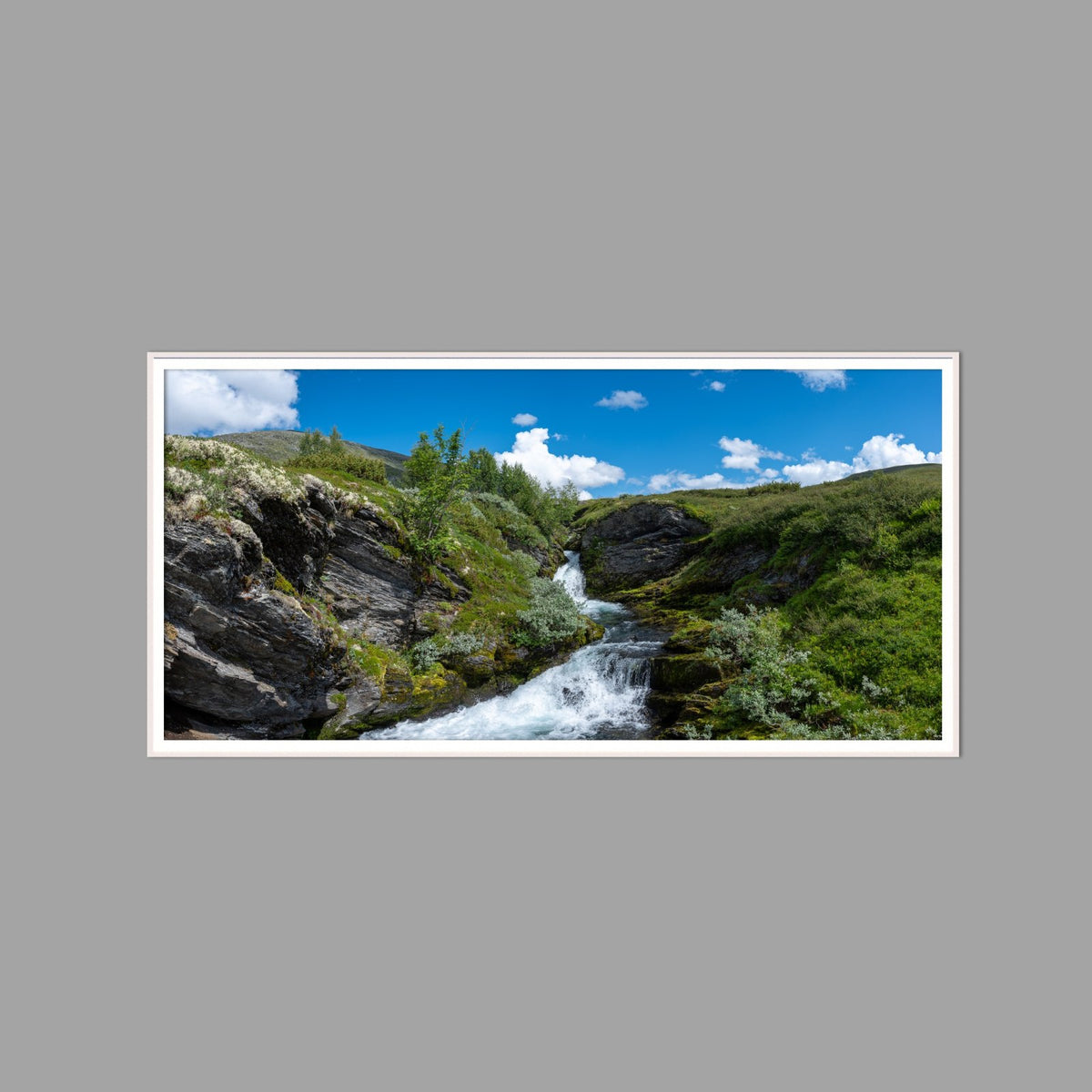 LED-Wandbild 60x120 cm quer – Berge & Fjorde