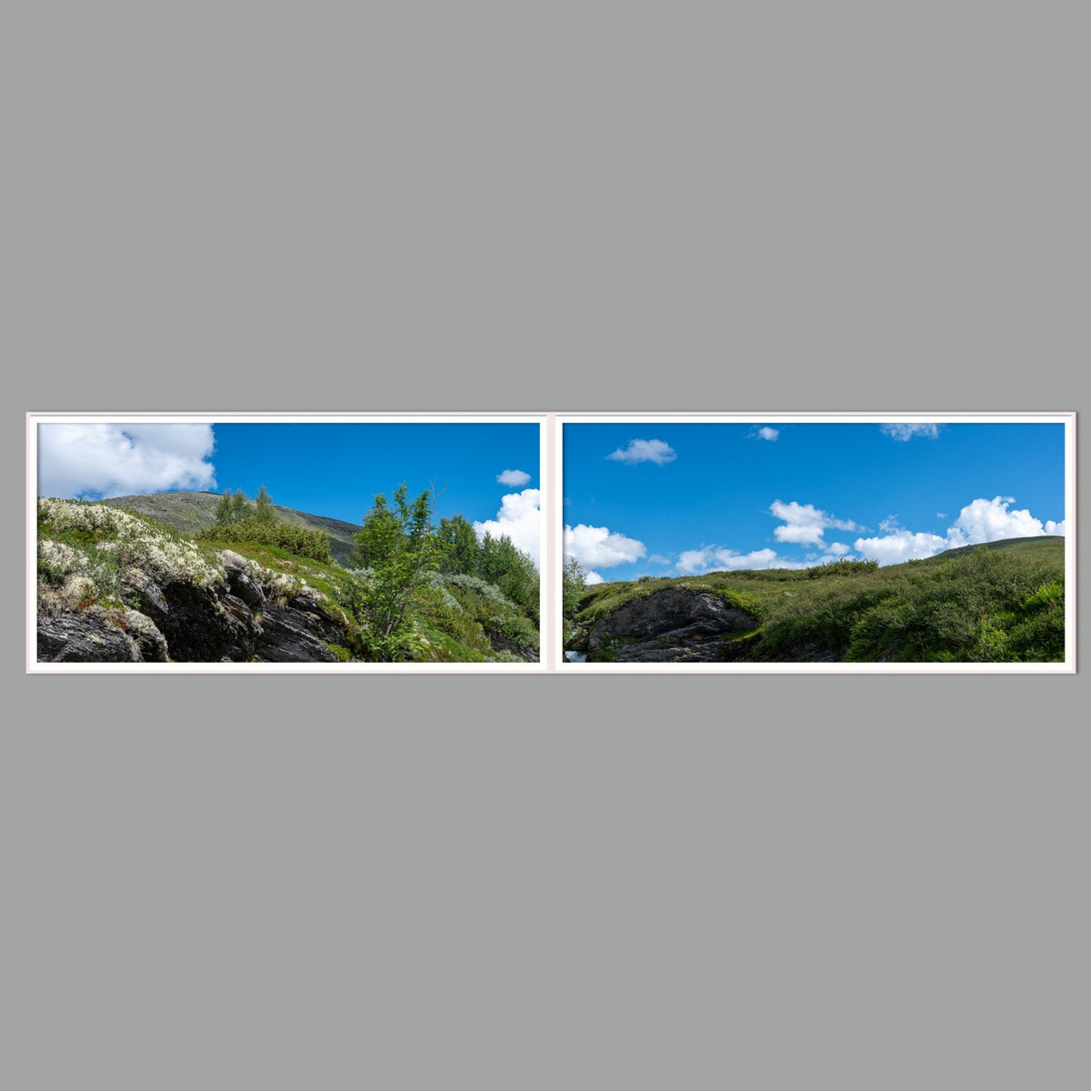LED-Wandbild Zweiteiler quer 240x60 cm – Berge & Fjorde