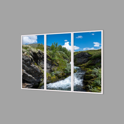 LED-Wandbild Dreiteiler hochkant 180x120 cm – Berge & Fjorde
