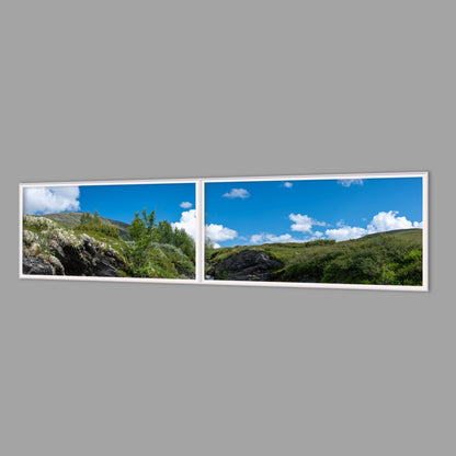 LED-Wandbild Zweiteiler quer 240x60 cm – Berge & Fjorde