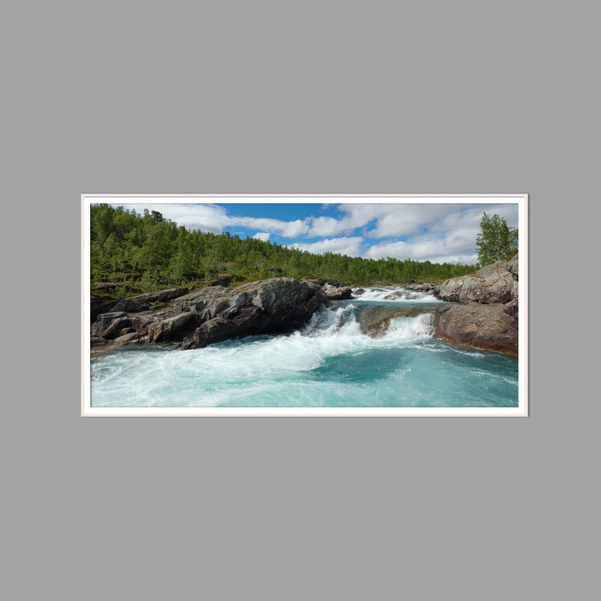 LED-Wandbild 60x120 cm quer – Berge & Fjorde