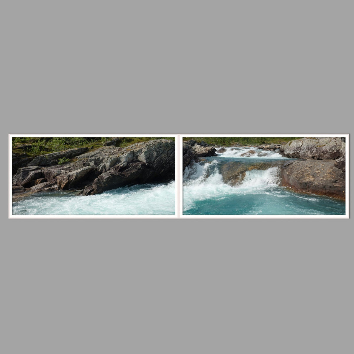 LED-Wandbild Zweiteiler quer 240x60 cm – Berge & Fjorde