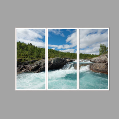 LED-Wandbild Dreiteiler hochkant 180x120 cm – Berge & Fjorde