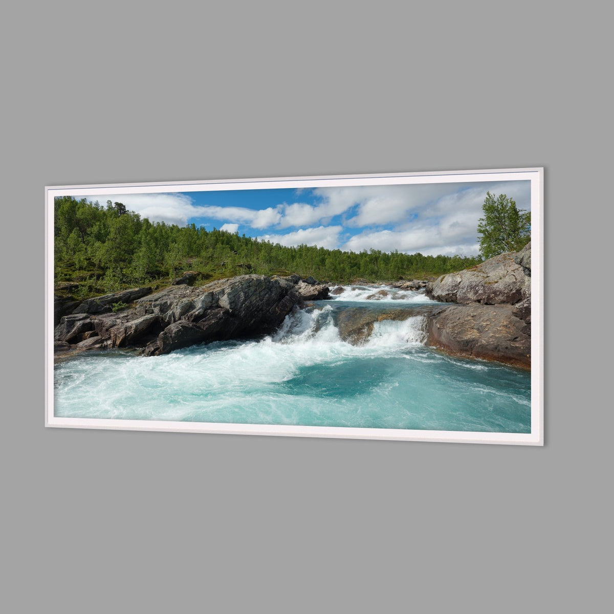 LED-Wandbild 60x120 cm quer – Berge & Fjorde