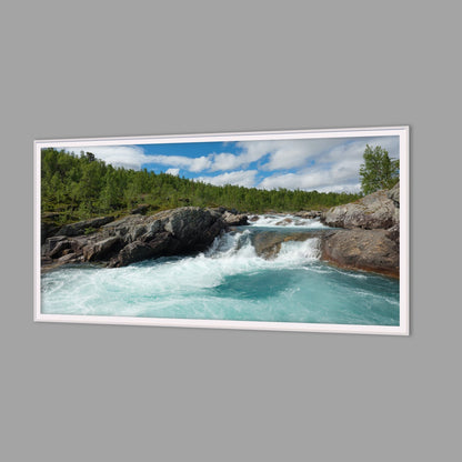LED-Wandbild 60x120 cm quer – Berge & Fjorde