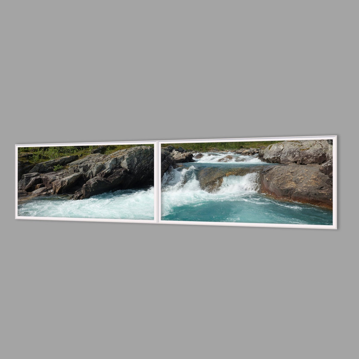 LED-Wandbild Zweiteiler quer 240x60 cm – Berge & Fjorde
