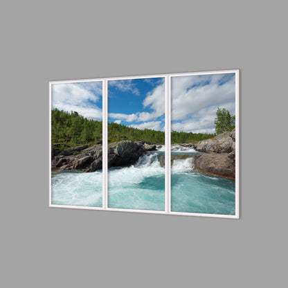 LED-Wandbild Dreiteiler hochkant 180x120 cm – Berge & Fjorde