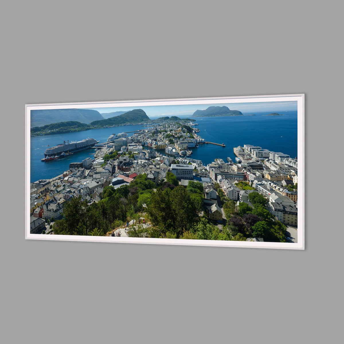 LED-Wandbild 60x120 cm quer – Berge & Fjorde