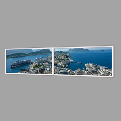 LED-Wandbild Zweiteiler quer 240x60 cm – Berge & Fjorde