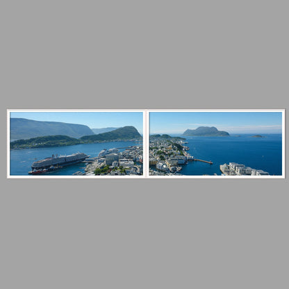 LED-Wandbild Zweiteiler quer 240x60 cm – Berge & Fjorde