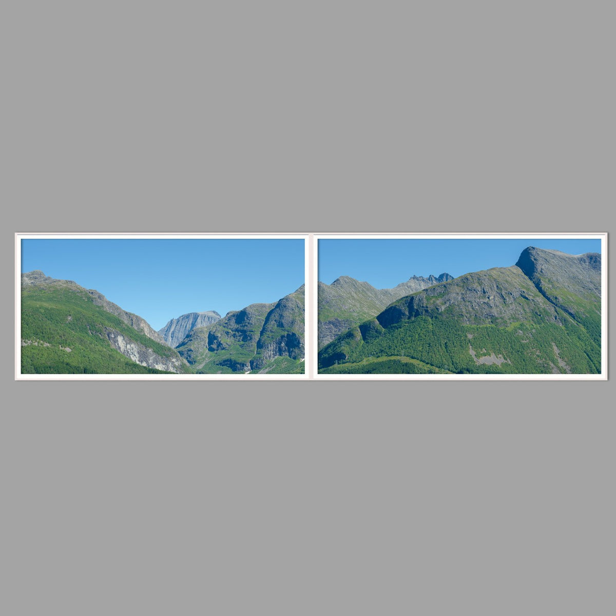 LED-Wandbild Zweiteiler quer 240x60 cm – Berge & Fjorde