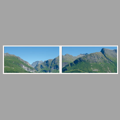 LED-Wandbild Zweiteiler quer 240x60 cm – Berge & Fjorde